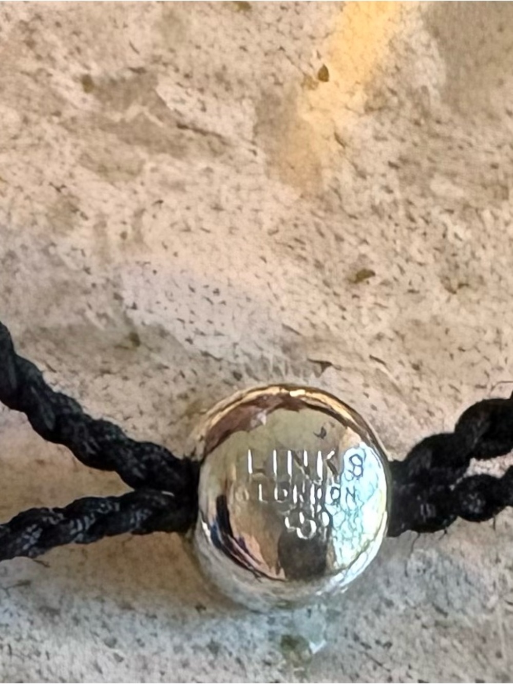 Links of London Friendship adjustable 925 silver and Black silk Bracelet HTF - Picture 2 of 5